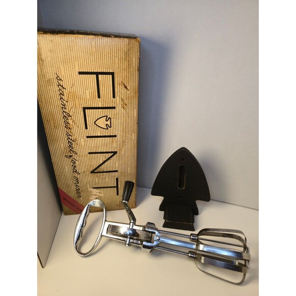 VTG Flint Ecko Hand Mixer Egg Beater Stainless Steel ORIGINAL BOX & Wall Hanger - Picture 1 of 10